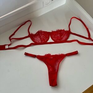 Elegant Red Lace Lingerie Set